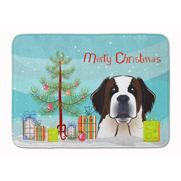 Carolines Treasures Christmas Tree and Saint Bernard Machine Washable Memory Foam Mat BB1618RUG - main